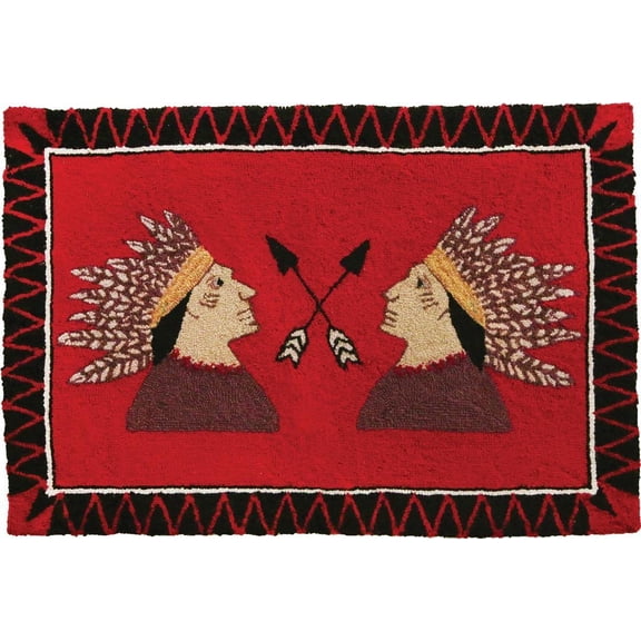 Traditional Wool 2x8 Scout Rug: Native Folk Art Design
