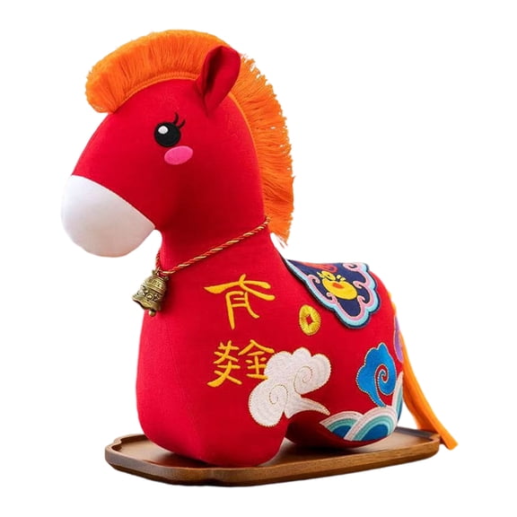 Traditional Year Of Horse Stuffed Doll Cotton Filled Soft Toy Educational Cultural Home Decors