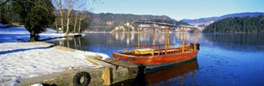 Traditional boat at the Lake Bled Upper Carniola Slovenia Canvas Art - Panoramic Images (18 x 6)