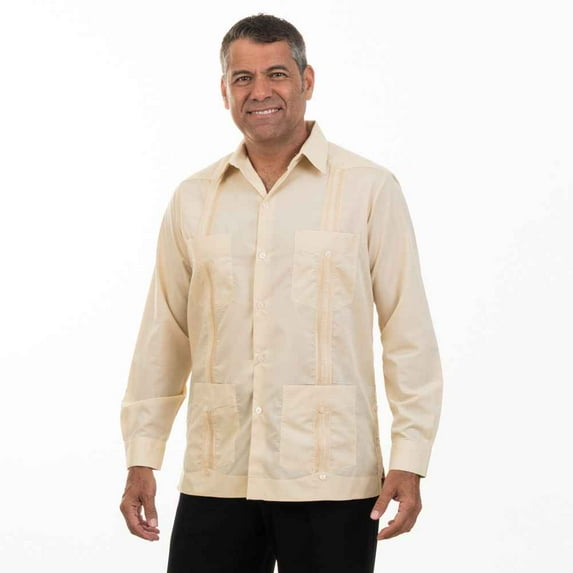 Traditional cotton blend Long Sleeve guayabera shirt. SIZE:4X COLOR:BG