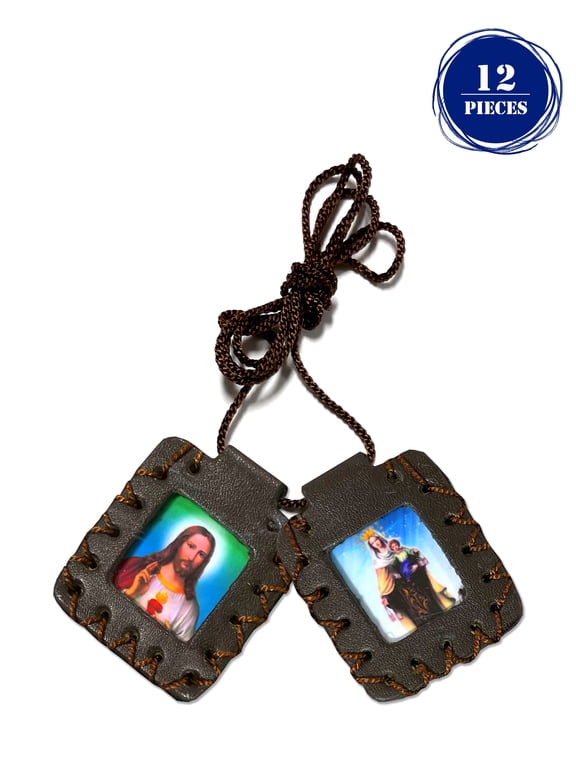 Traditional leather scapular of Our Lady of Mt Carmel, Escapulario de cuero tradicional de La Virgen del Carmen