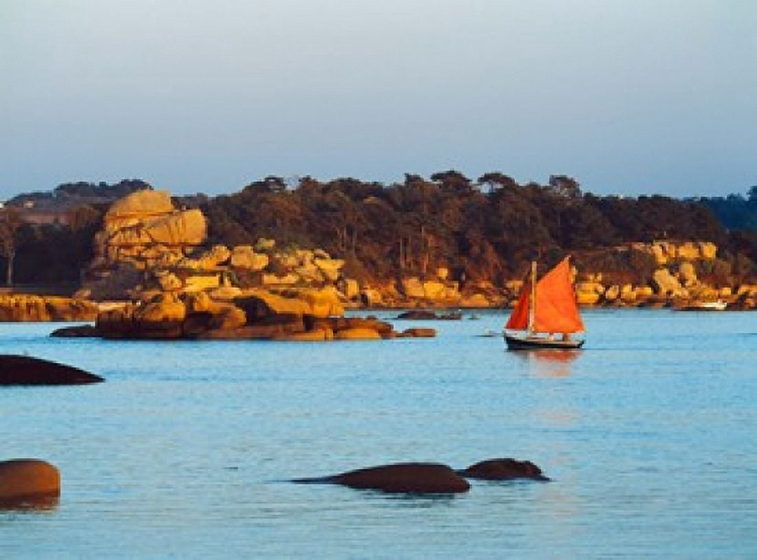 Traditional sailing boat in an ocean Cotes-dArmor Brittany France Canvas Art - Panoramic Images (36 x 27)