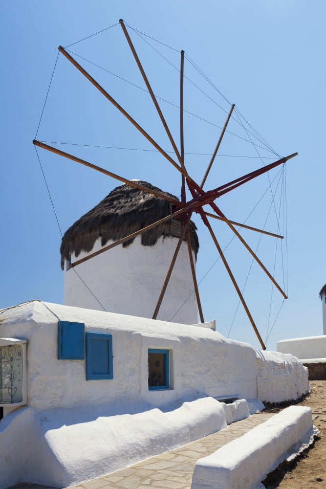Traditional windmill Chora Mykonos Greece Canvas Art - Terence Waeland Design Pics (12 x 19)