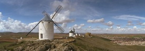 Traditional windmill on a hill Consuegra Toledo Castilla La Mancha Toledo province Spain Canvas Art - Panoramic Images (36 x 13)