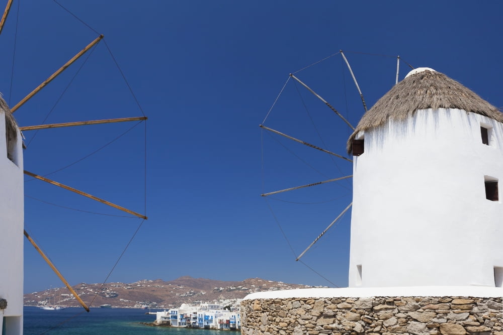 Traditional windmills Chora Mykonos Greece Canvas Art - Terence Waeland Design Pics (18 x 12)