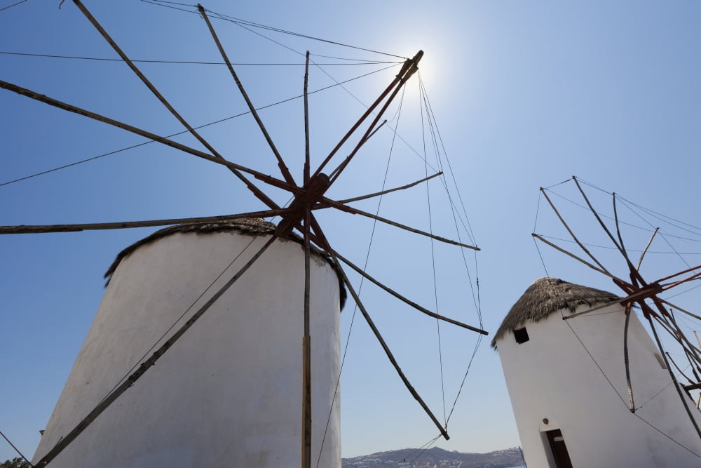 Traditional windmills Chora Mykonos Greece Canvas Art - Terence Waeland Design Pics (19 x 12)