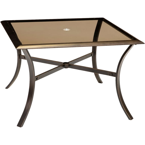 Traditions 42" Square Glass Top Table, Cast Aluminum Frames, Bronze Finish, All-Weather - TRAD42SQTBLG