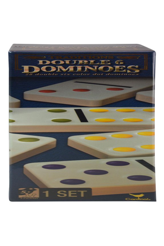 Traditions Dominoes Double Six Set, Colored Dot Box 2 For Teens Adults (28 Pcs)