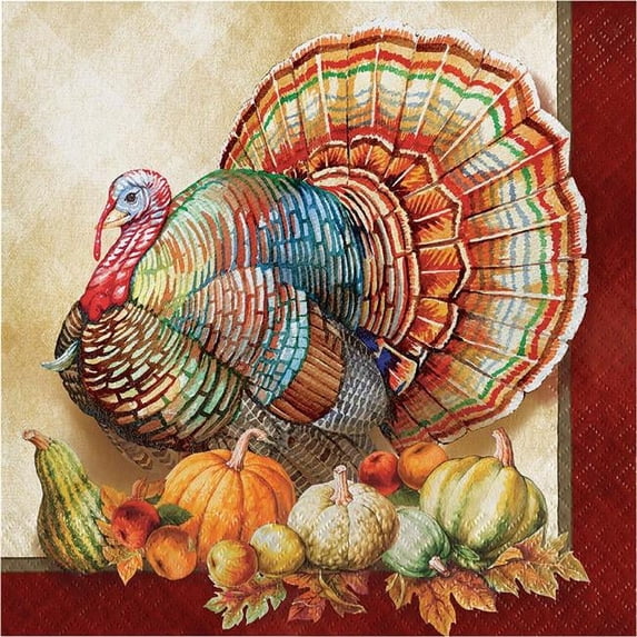 Creative Converting 338910 Traditions of Thanksgiving Napkins, 6.5", Multi-color