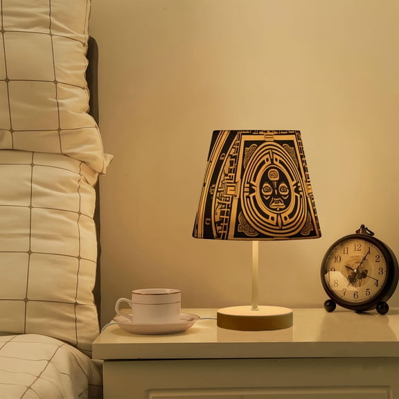 Traditonal and Mandala Pattern Brown LED Desk Lamp Table Lamp USB Bedside Nightstand Small Lamp for Bedroom Living Room Kids Room