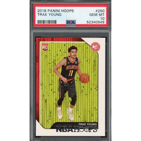 Trae Young 2018 Panini Hoops Basketball Rookie Card RC #250 Graded PSA 10