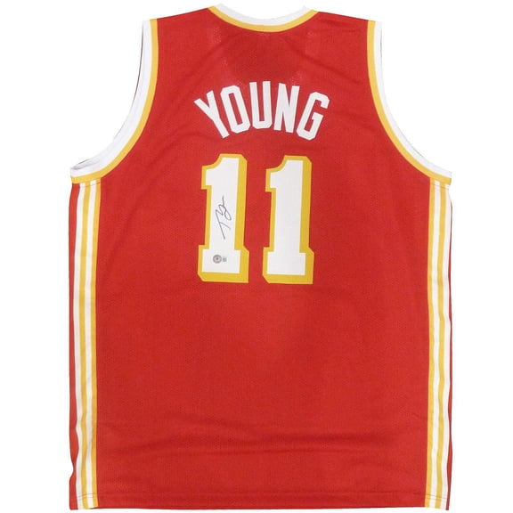 Trae Young Autographed Atlanta (Red #11) Custom Jersey - Beckett