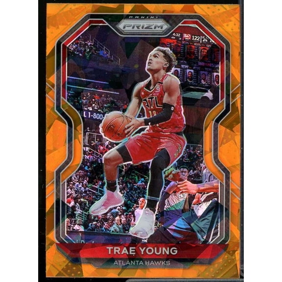 Trae Young Card 2020-21 Panini Prizm Prizms Orange Ice #64