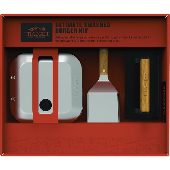 Traeger Pellet Grills Traeger Grills BAC734 Ultimate Smashed Burger Kit, Griddle Tools, Steam Dome, Spatula, Burger Smasher Grill Accessory