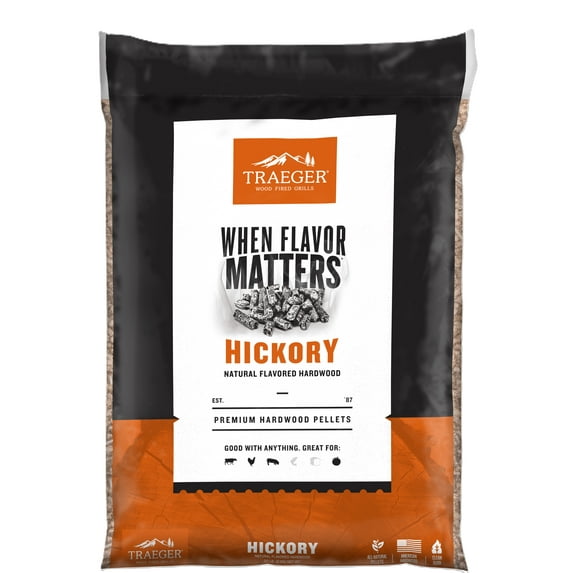 Traeger Pellet Grills Hickory Pellets, 20 lbs, Natural Hardwood Flavor