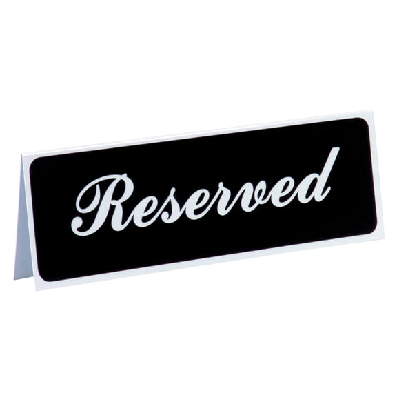Traex 4135 Black RESERVED" Sign with White Letters"