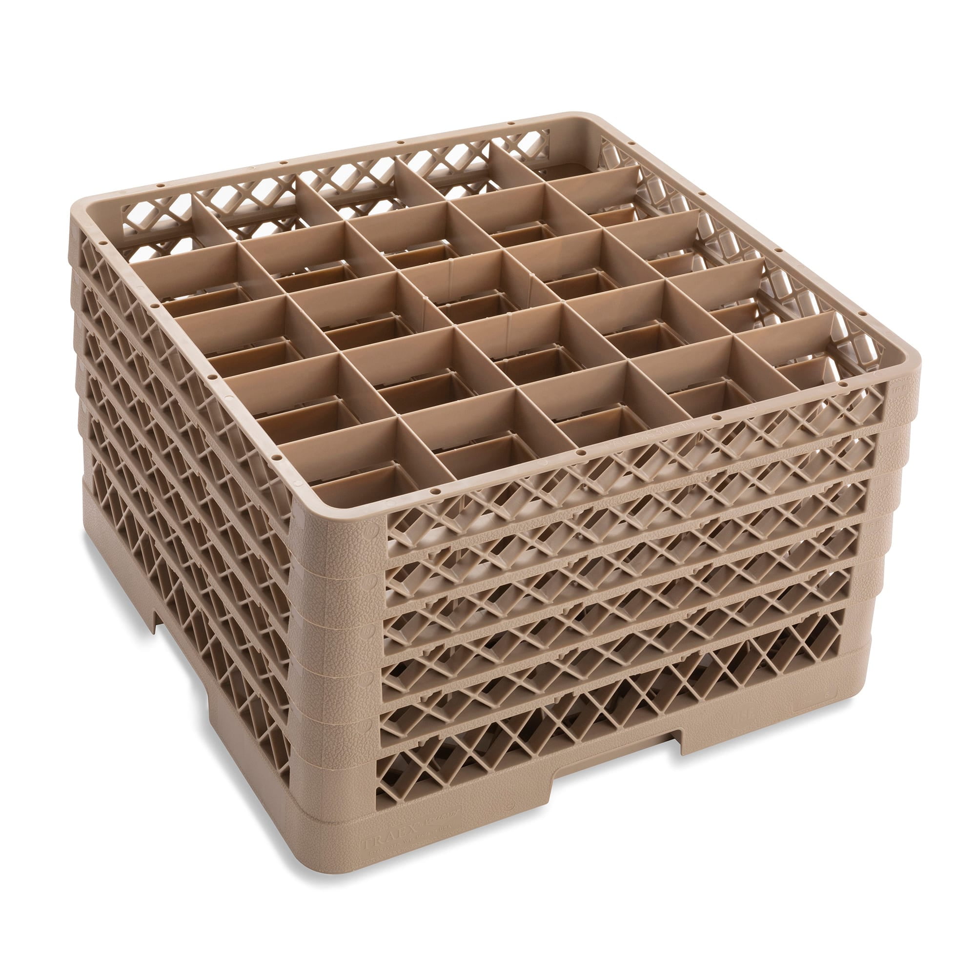 Traex TR6BBBBB Beige 25 Compartment Glass Rack with 5 Extenders