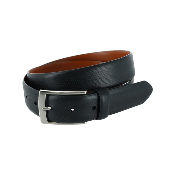Trafalgar Gregorio Herringbone Embossed Feather Edged Leather Belt (Men)