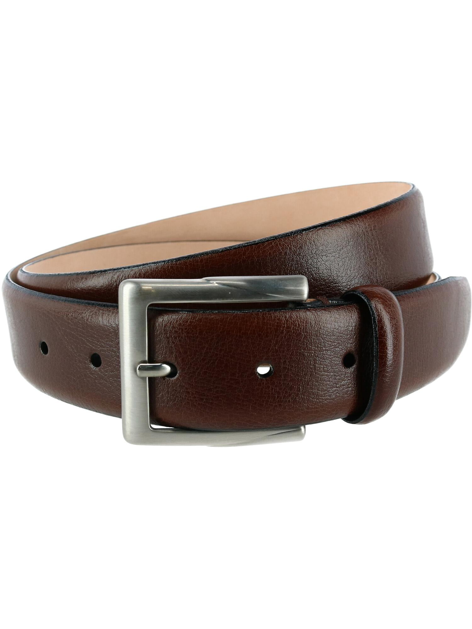 Trafalgar 'The Rafferty' Italian Leather Dress Belt - 1 3/8 Inch Wide (35mm) With Brushed Nickel Buckle - View #9