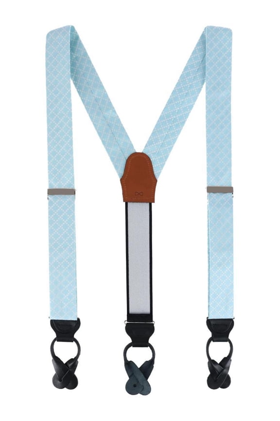 Rowan Geometric Pattern Silk Button End Suspenders (Men)