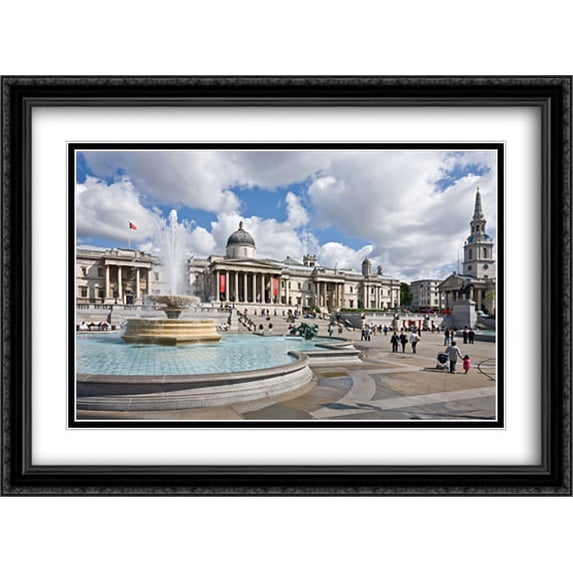 Trafalgar Square, London 2x Matted 38x28 Large Black Ornate Framed Art Print by The Cityscape Art Print Series