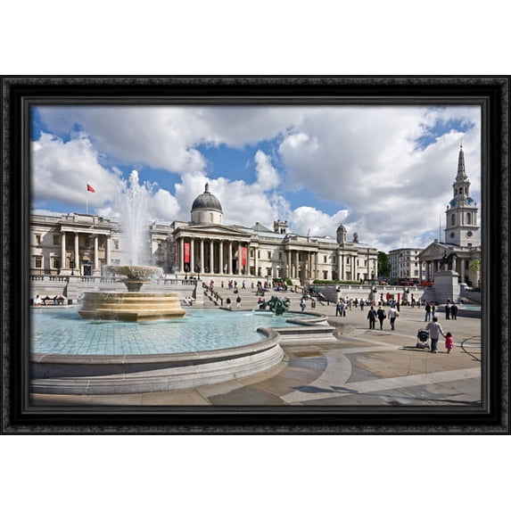 Trafalgar Square, London 40x28 Large Black Ornate Wood Framed Canvas Art