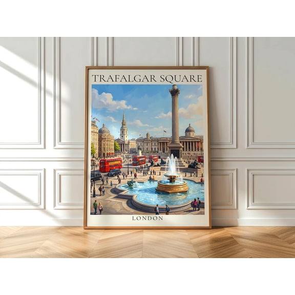 Trafalgar Square London Print Iconic London Wall Art British Landmark Travel Uk Decor, Unframed Paper Print