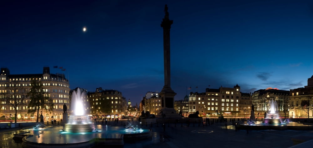 Trafalgar Square at night London England Canvas Art - Panoramic Images (36 x 12)