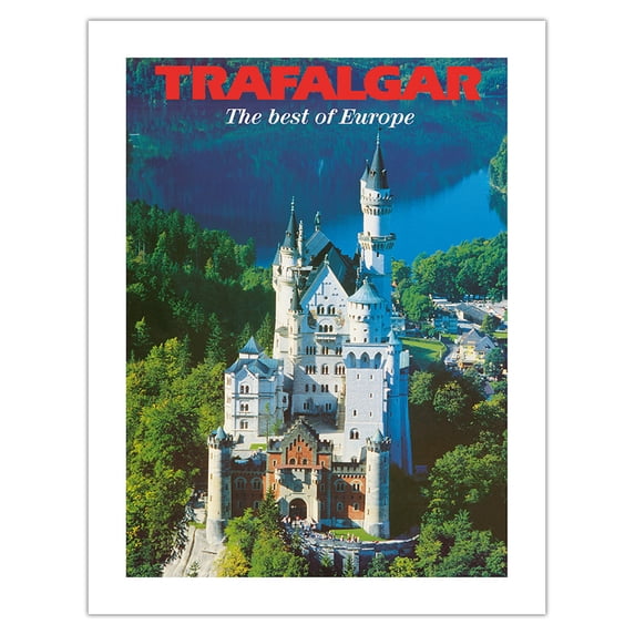 Trafalgar Tours - The Best of Europe - Neuschwanstein Castle - Bavaria Germany - Vintage Travel Poster c.1970 - Bamboo Fine Art 290gsm Paper (Unframed) 17x22in