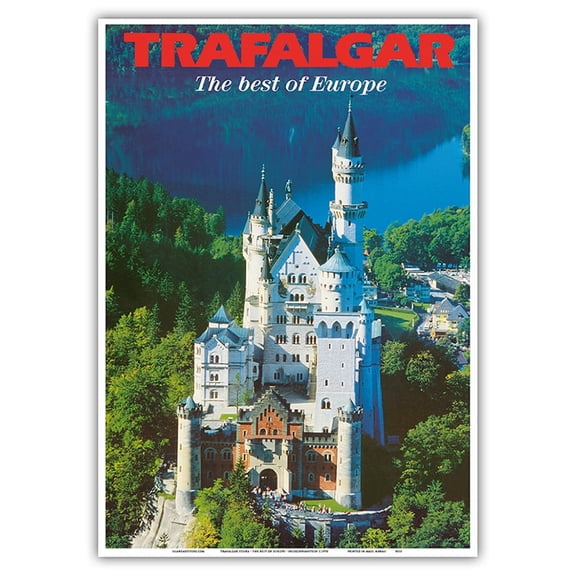 Trafalgar Tours - The Best of Europe - Neuschwanstein Castle - Bavaria Germany - Vintage Travel Poster c.1970 - Master Art Print 10in x 14in