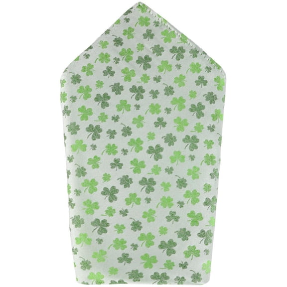 Trafalgar White Shamrock Novelty Silk 12x12 Pocket Square