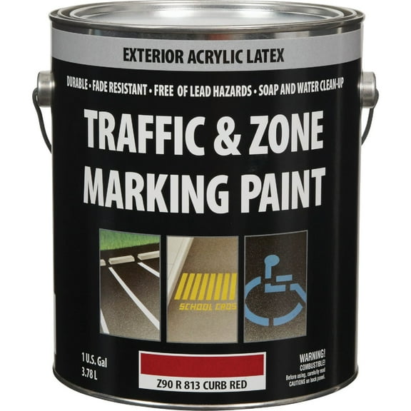 Traffic and Zone Red Latex-Based Traffic Paint - Durable, Flat Finish - 1 Gal