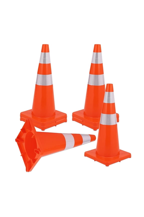 Traffic Cones18"/28"/36", Safety Cones, PVC Orange Cones with Reflective Collars, Parking Training Construction Plastic Road Cones for Parking Lot, Driveway Road, Traffic Control, 12pcs/20pcs/6pcs