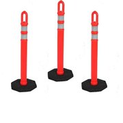 Traffic Delineator 42 Inch Post with Base & Two Reflective Bands. 3 Each Included