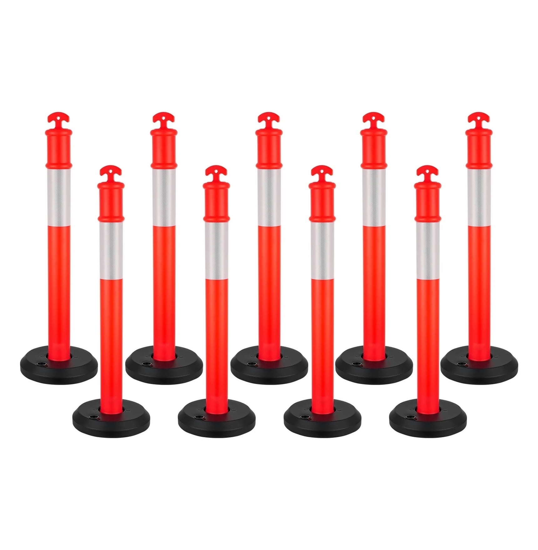 Traffic Delineator Posts 9 Pack, 48 Inch Safety Cones - Red Crowd ...