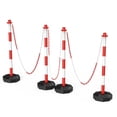 thumbnail image 1 of Traffic Delineator Post Cone, Plastic Stanchion Post Set Crowd Control Stands Barrier with 6.6 ft Link Chain and S Hooks for Parking Lot Construction Caution Roads, Red, White (4 Pack), 1 of 4