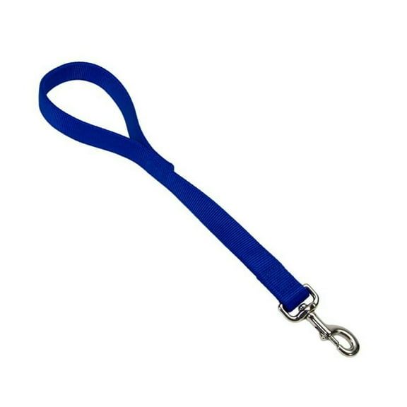 Traffic Lead Extra Strong Short Dog Control Leash Double Nylon Handle 1" x 24" (Blue)