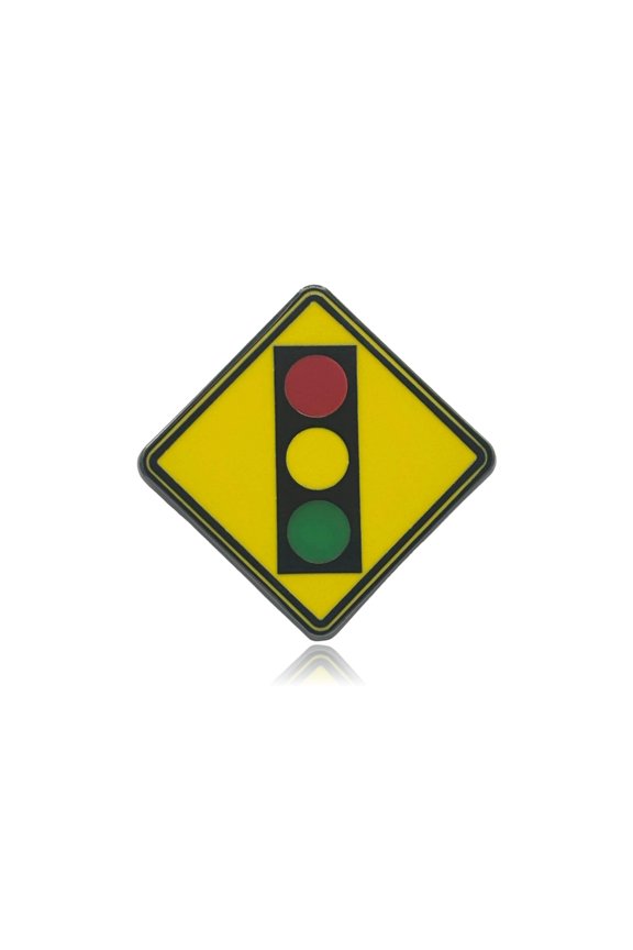 Traffic Light Ahead Sign Hard Enamel Pin
