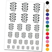Traffic Light Doodle Water Resistant Temporary Tattoo Set Fake Body Art Collection - Black