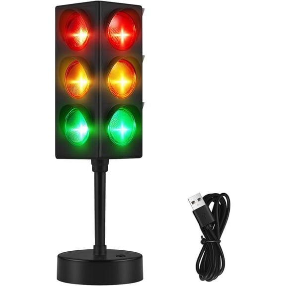 Traffic Light Lamp Color Change 11 Inch Mini Stop Light Lamp Room Decor USB Cool Decorative Desk Lamp for Boys Girls Kids Room Party Decorations(1 Pcs)$$Home Decor, Kitchen, & Other