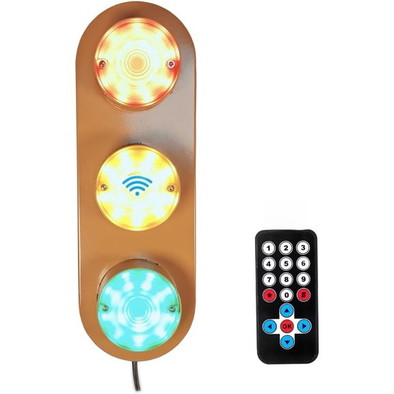 Traffic Light Lamp with Remote Controller Programmable 12+ Sequences, Retro Traffic Wall Lamp for Bedroom, Living Room, Club, Bar