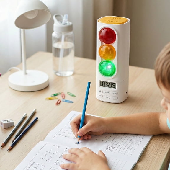 Traffic Light Visual Timer Countdown Countup ADHD Tool for Kids Adults Display Volume Adjustment with 4 Ringtones Rechargeable for Classroom Desk Home Kitchen Game