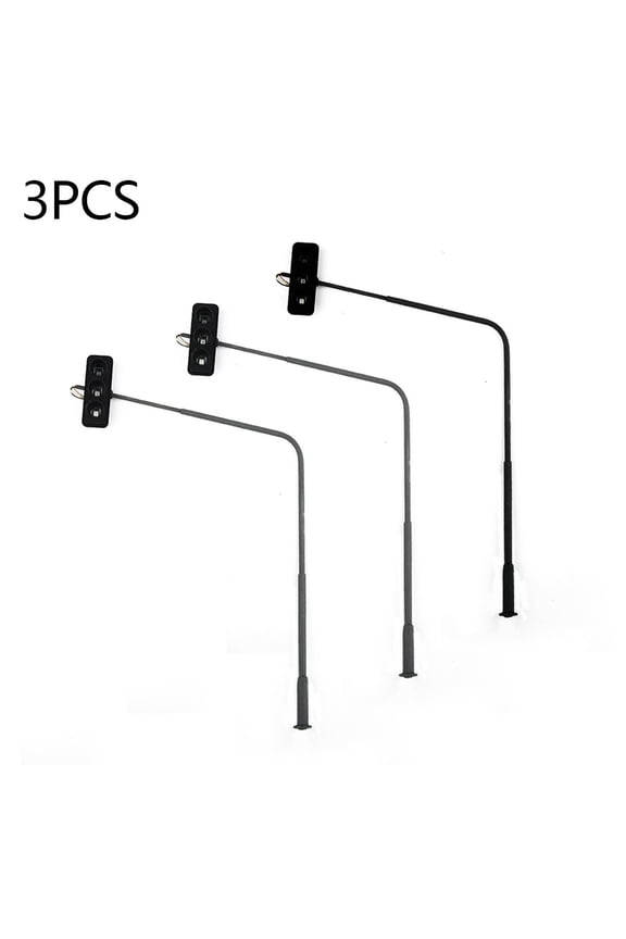 Traffic Lights HO Scale 1:87 3 Pcs with Pedestrian Signals LED Illuminated Model Train Railway Scenery Accessories for Building Layout (Right Side, 3V DC/AC, 20mA)