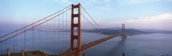 Traffic On A Bridge Golden Gate Bridge San Francisco California USA Canvas Art - Panoramic Images (36 x 12)