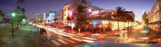 Traffic On A Road Ocean Drive Miami Florida USA Canvas Art - Panoramic Images (38 x 12)