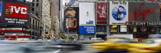 Traffic On A Street Times Square Manhattan NYC New York City New York State USA Canvas Art - Panoramic Images (36 x 12)