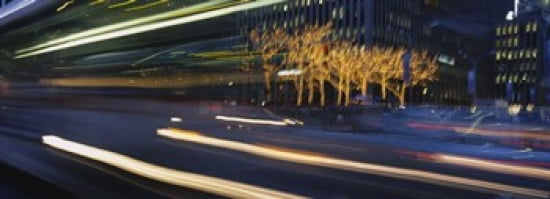 Traffic On The Street At Night Sixth Avenue Manhattan NYC New York City New York State USA Canvas Art - Panoramic Images (36 x 13)