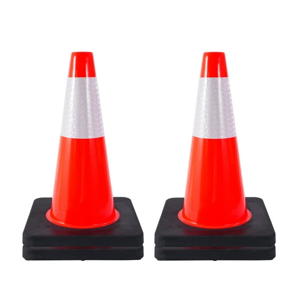 Traffic Safety Cones 18 Inch Orange Cones with Reflective Collar for Road Parking, Driving Practice,4 PACK