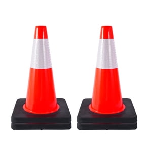 Traffic Safety Cones 18 Inch Orange Cones with Reflective Collar for Road Parking, Driving Practice,4 PACK