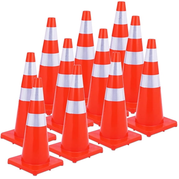 Traffic Safety Cones,Multi Purpose Cones with Reflective Collar for Road Safety,PVC Safety Cones,Orange Cones for Driving Training,Parking Lots,Construction,Sports,Caution